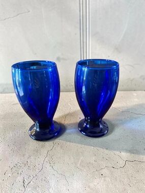 Vintage Cristar Lexington Cobalt Blue Goblets Set Of 6